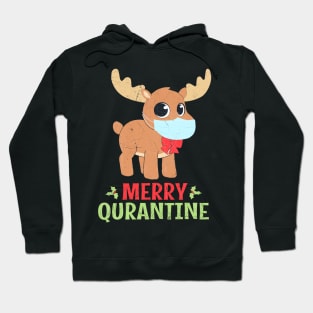 Merry Quarantine Christmas 2020 Vintage Deer Mask Hoodie